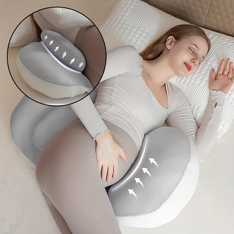 Ergonomic U-shaped support pillow on a made bed