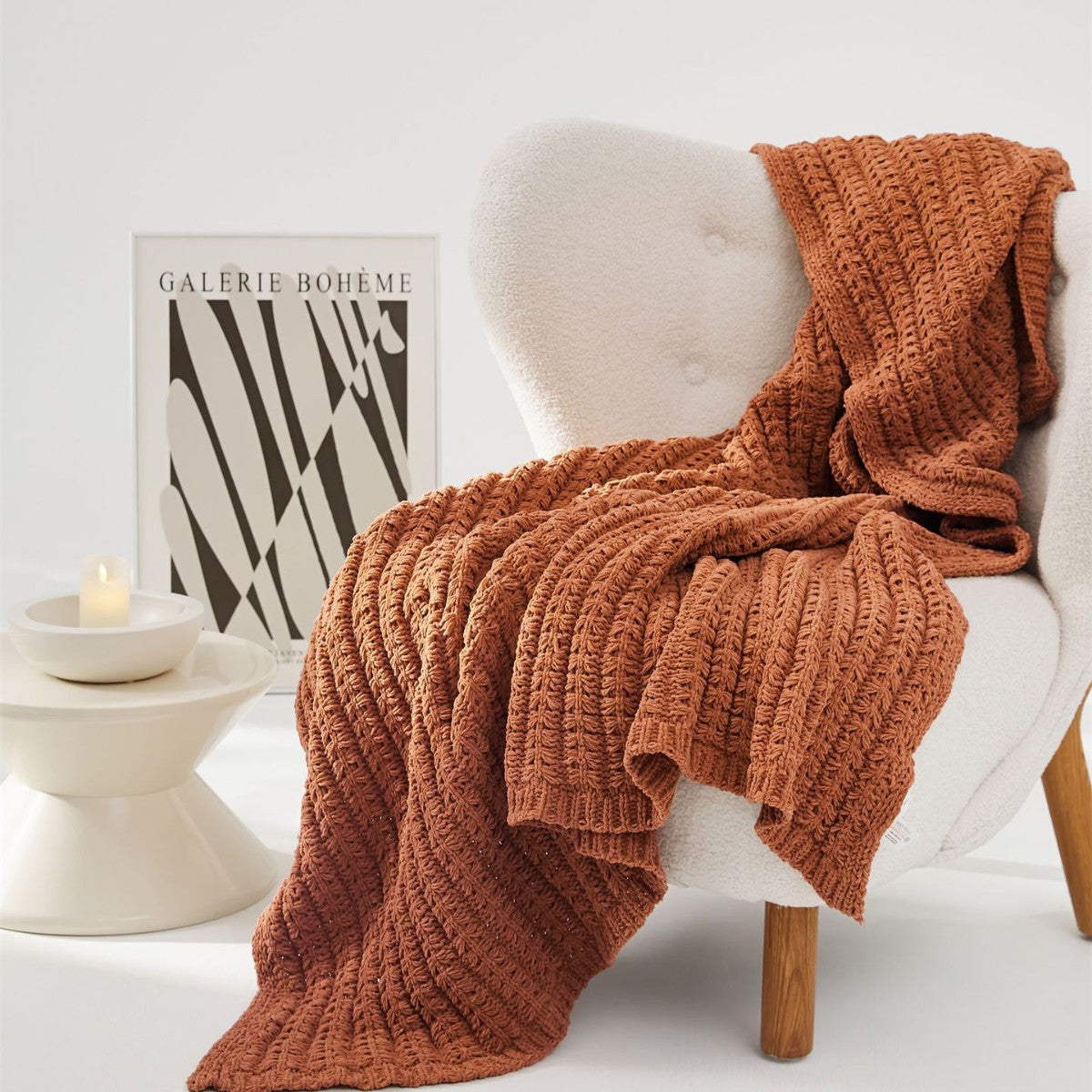 Soft Chenille Knitted Blanket
