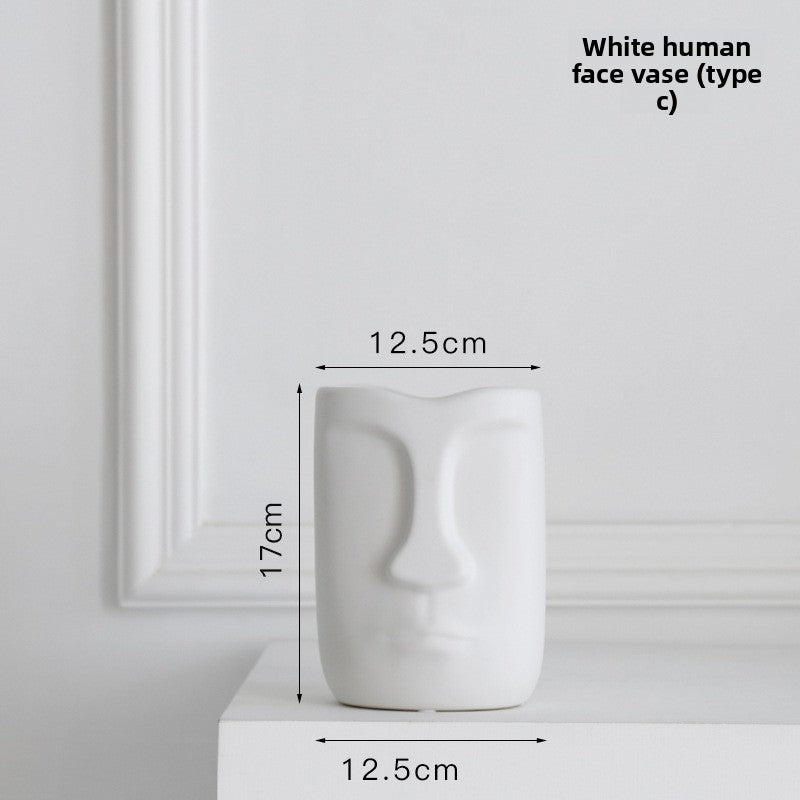 Glazed Face Art Ceramic Vase
