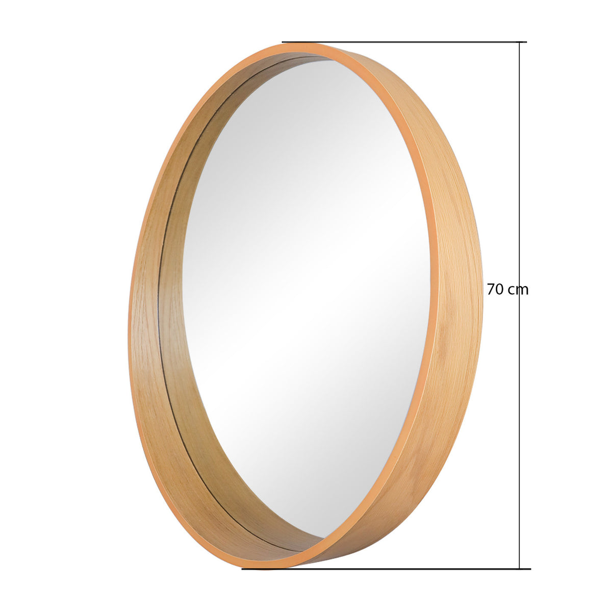 Natural Solid Wood Round Mirror