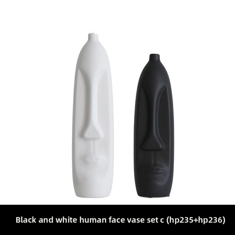 Glazed Face Art Ceramic Vase