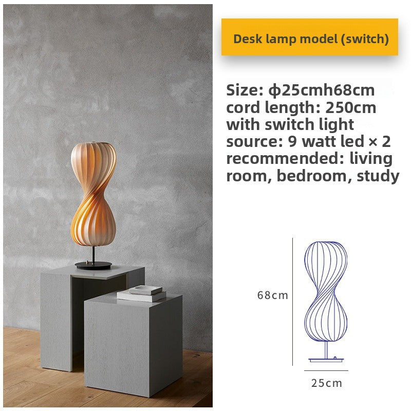 Grained Wood Veneer Table Lamp