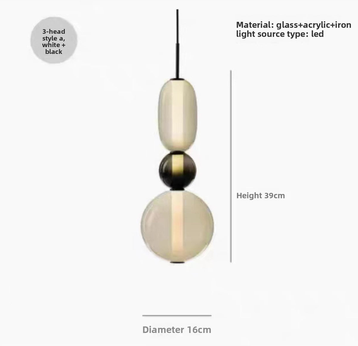 Colourful Multi-Head Glass Pendant Light