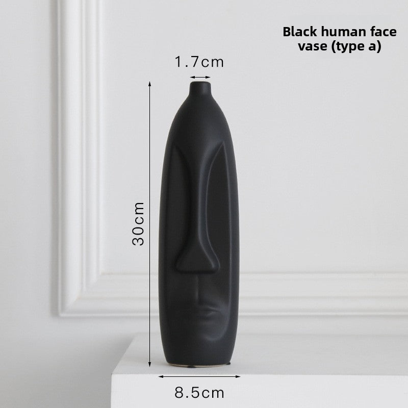Glazed Face Art Ceramic Vase