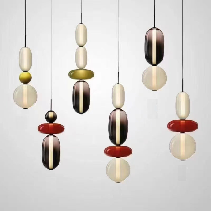 Colourful Multi-Head Glass Pendant Light