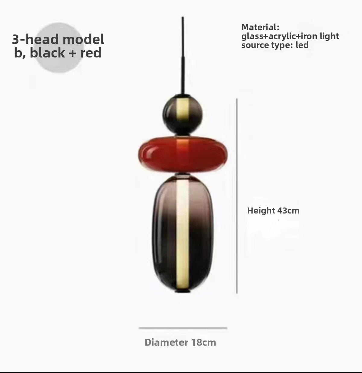 Colourful Multi-Head Glass Pendant Light
