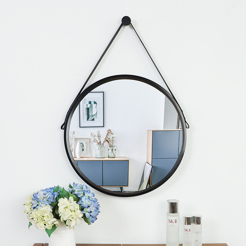 Natural Solid Wood Round Mirror