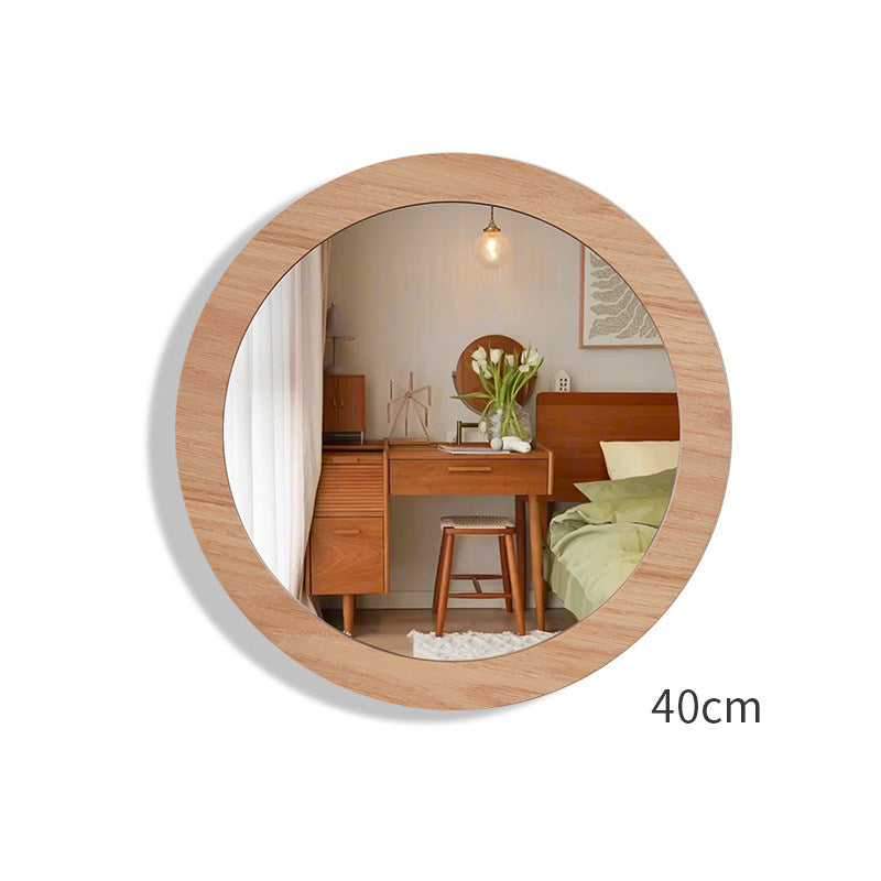 Natural Solid Wood Round Mirror