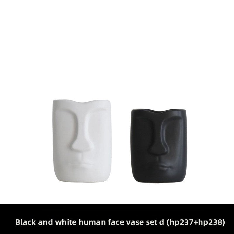 Glazed Face Art Ceramic Vase