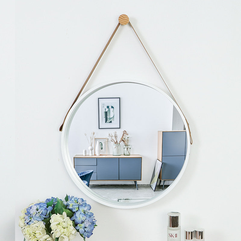 Natural Solid Wood Round Mirror