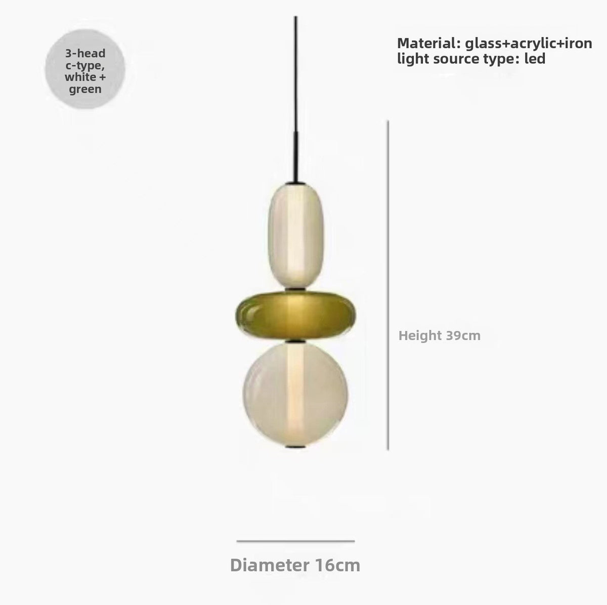 Colourful Multi-Head Glass Pendant Light