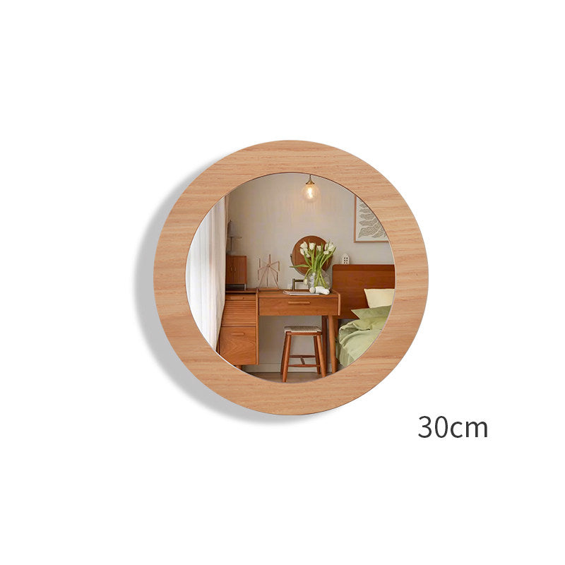 Natural Solid Wood Round Mirror
