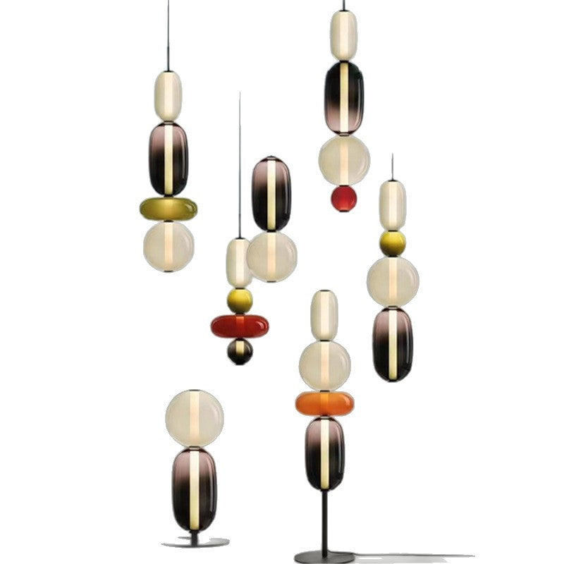 Colourful Multi-Head Glass Pendant Light