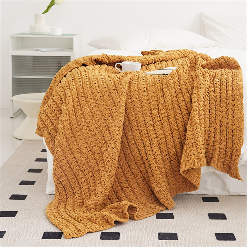 Soft Chenille Knitted Blanket
