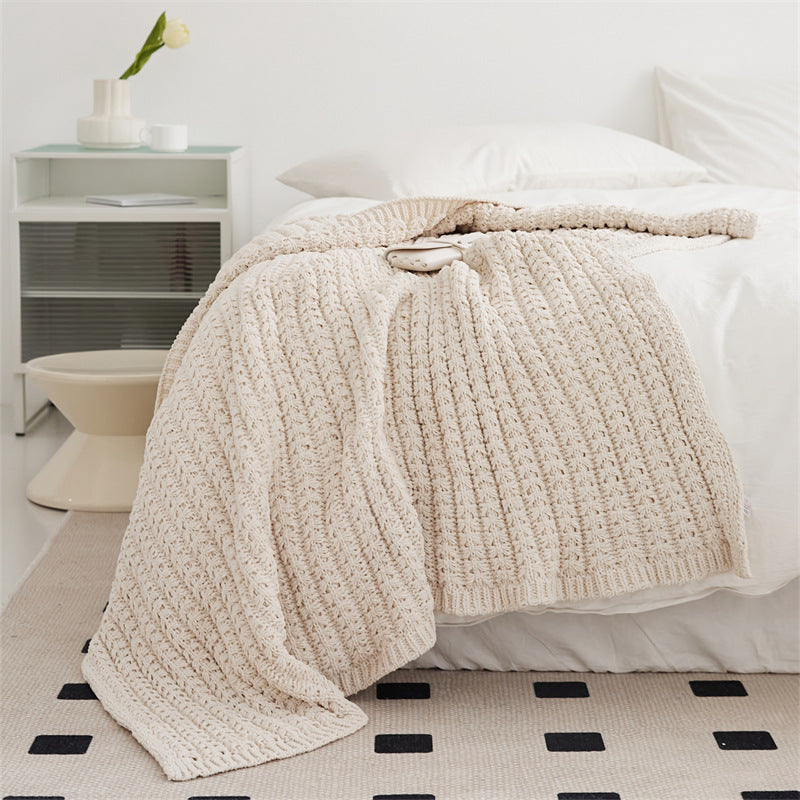 Soft Chenille Knitted Blanket