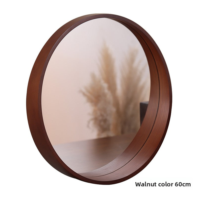 Natural Solid Wood Round Mirror