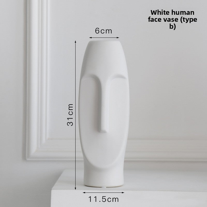 Glazed Face Art Ceramic Vase