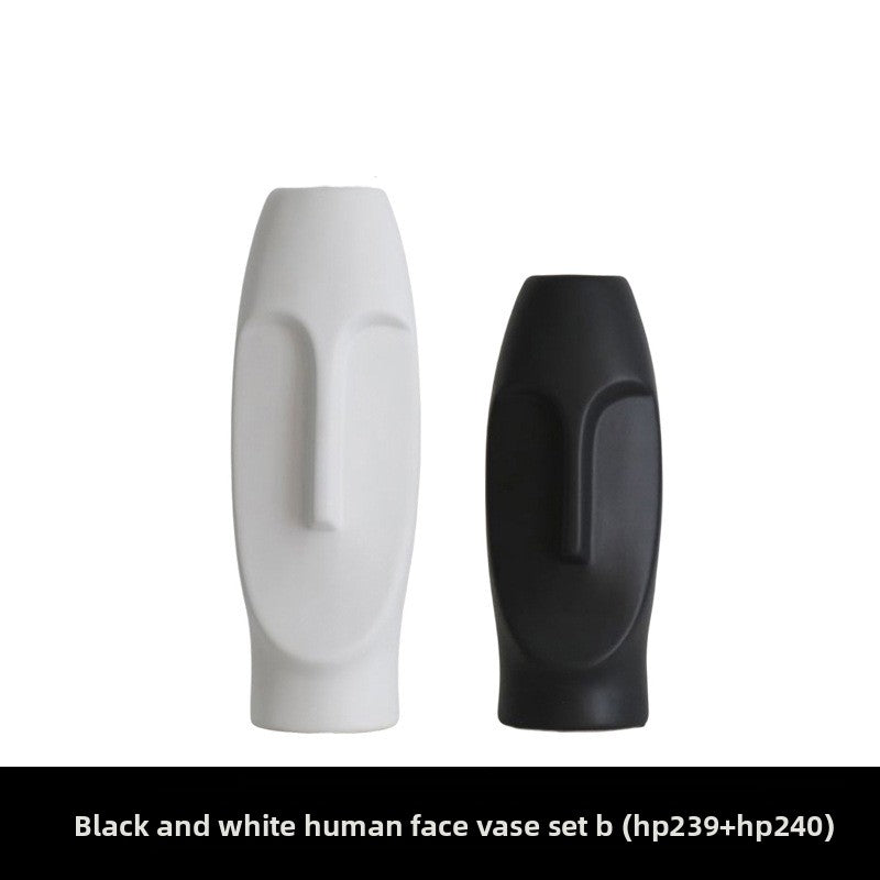 Glazed Face Art Ceramic Vase