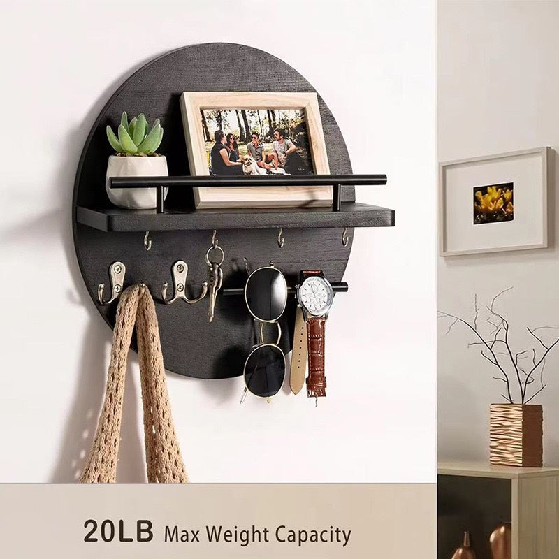 Compact Round Wooden Wall Shelf