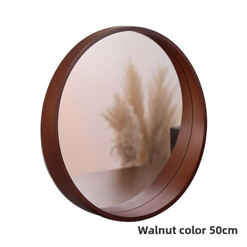 Natural Solid Wood Round Mirror