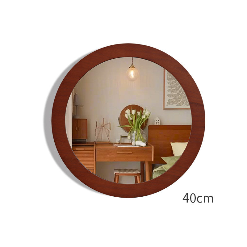 Natural Solid Wood Round Mirror