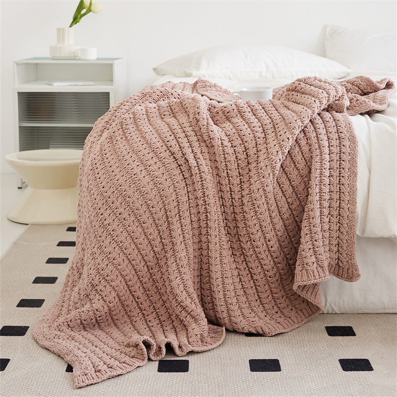 Soft Chenille Knitted Blanket