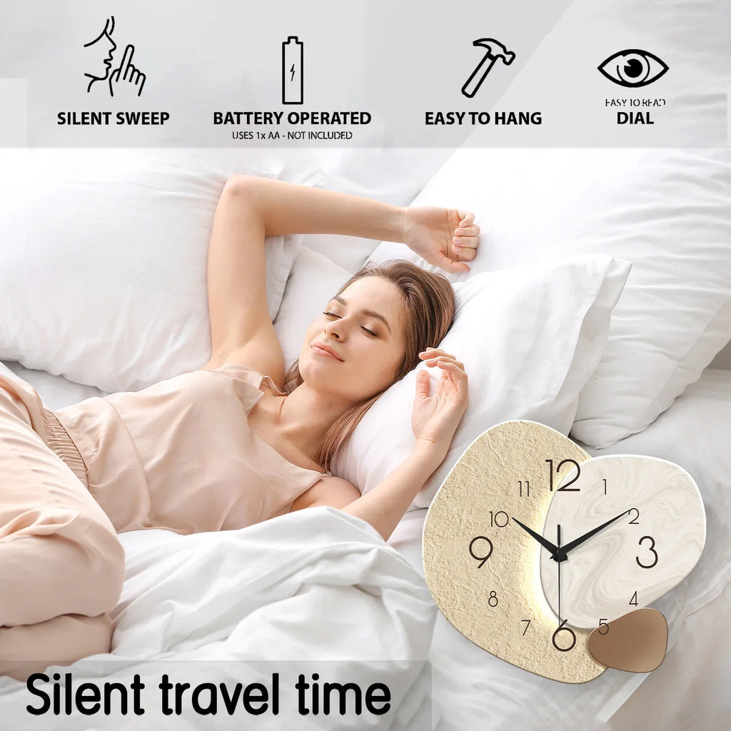 TempoStone Silent Wall Clock | Modern Stone-Effect Quartz Design