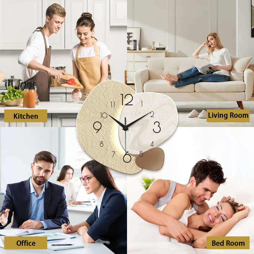 TempoStone Silent Wall Clock | Modern Stone-Effect Quartz Design