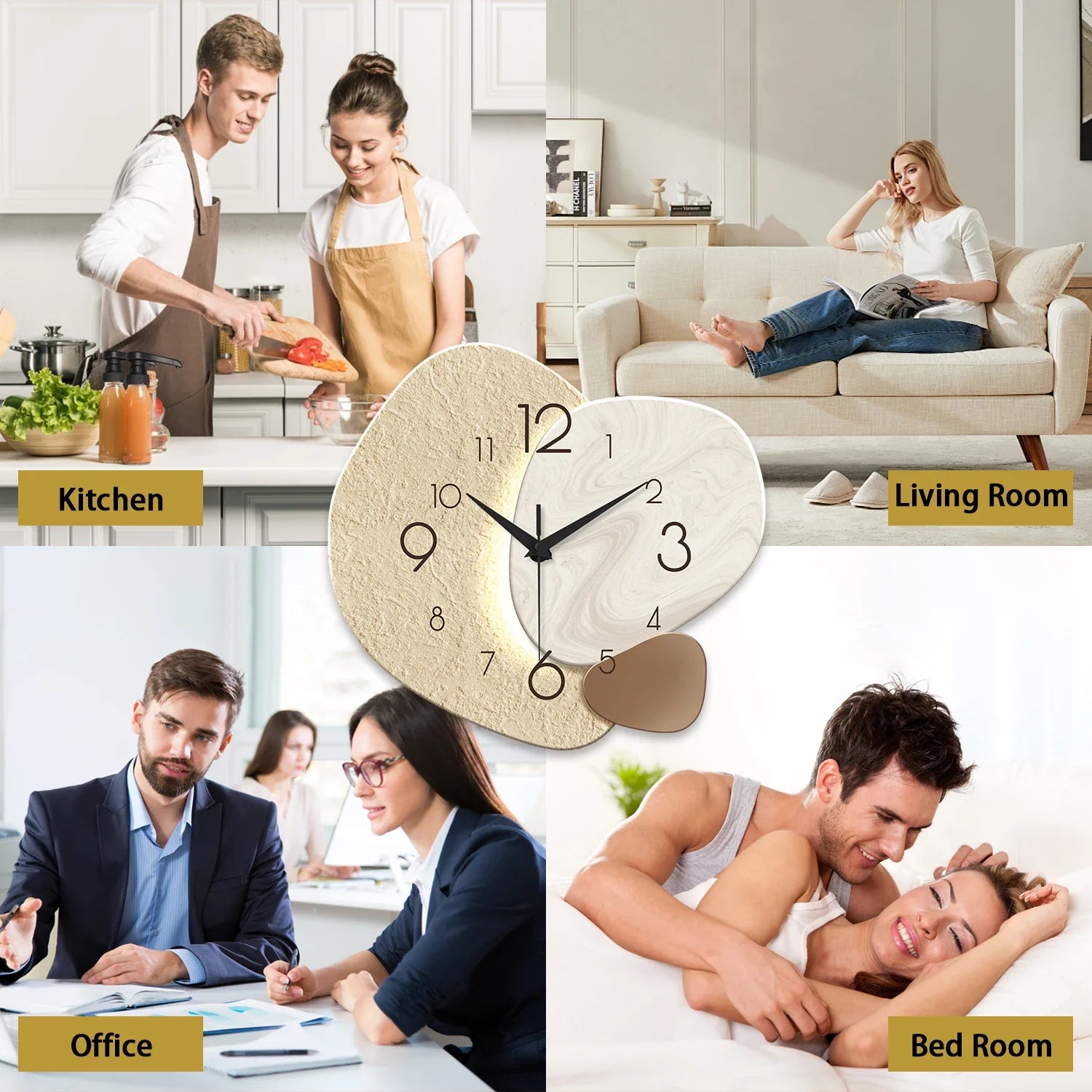TempoStone Silent Wall Clock | Modern Stone-Effect Quartz Design