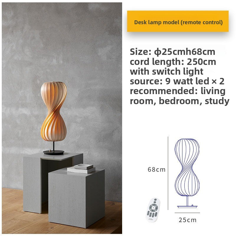 Grained Wood Veneer Table Lamp