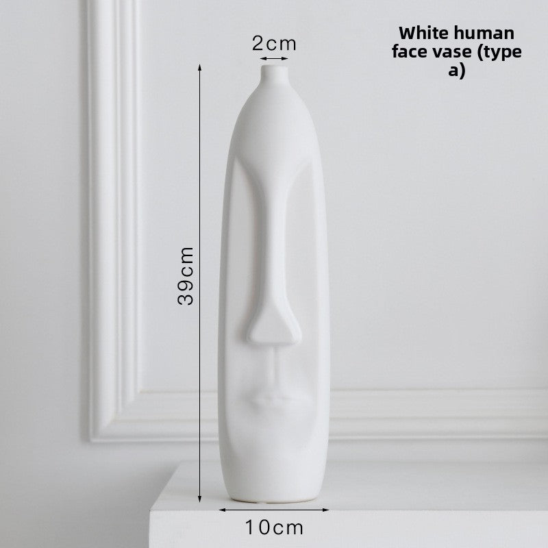 Glazed Face Art Ceramic Vase