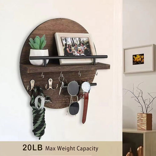 Compact Round Wooden Wall Shelf