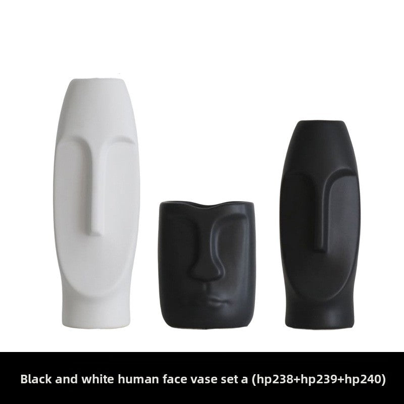 Glazed Face Art Ceramic Vase