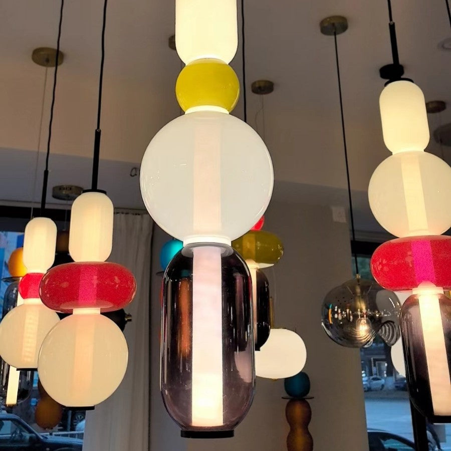 Colourful Multi-Head Glass Pendant Light