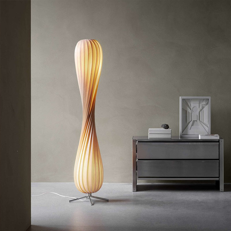 Grained Wood Veneer Table Lamp