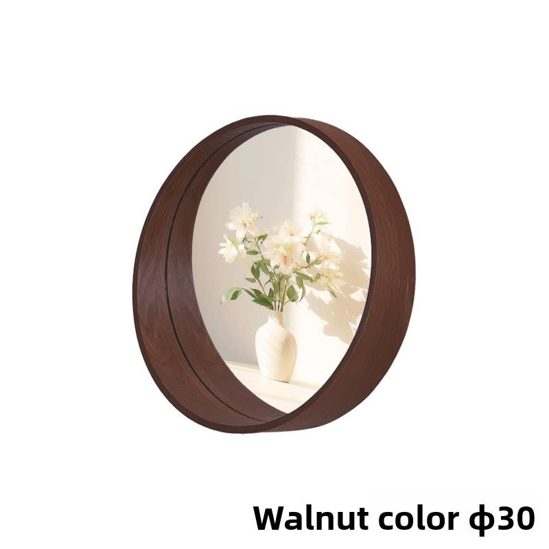 Natural Solid Wood Round Mirror