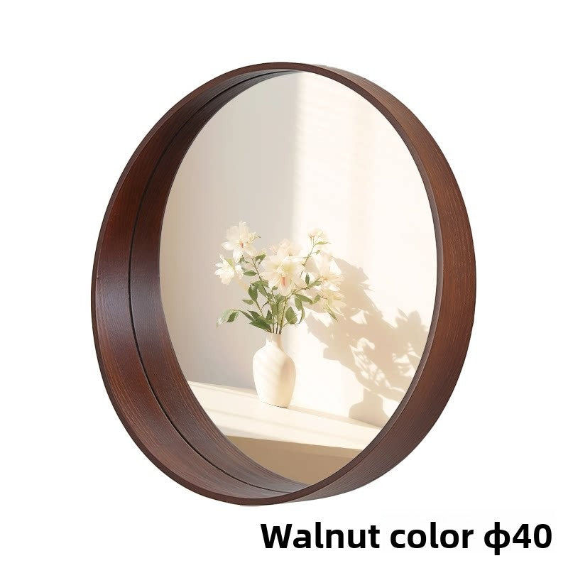 Natural Solid Wood Round Mirror