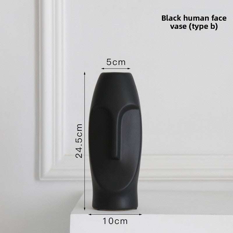 Glazed Face Art Ceramic Vase