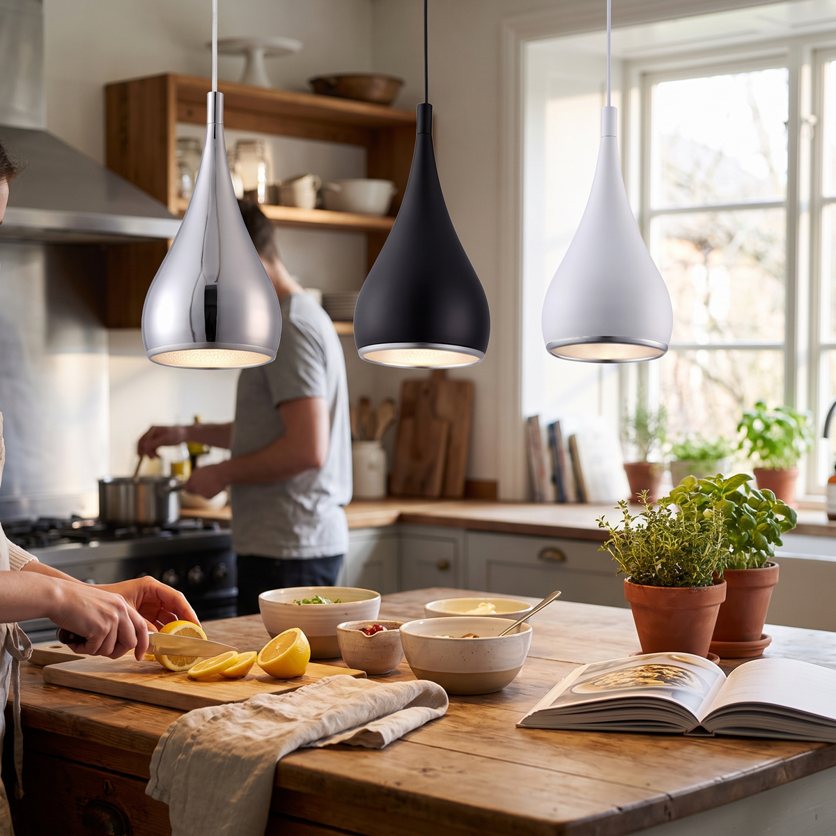 Iron pendant light in a lifestyle setting