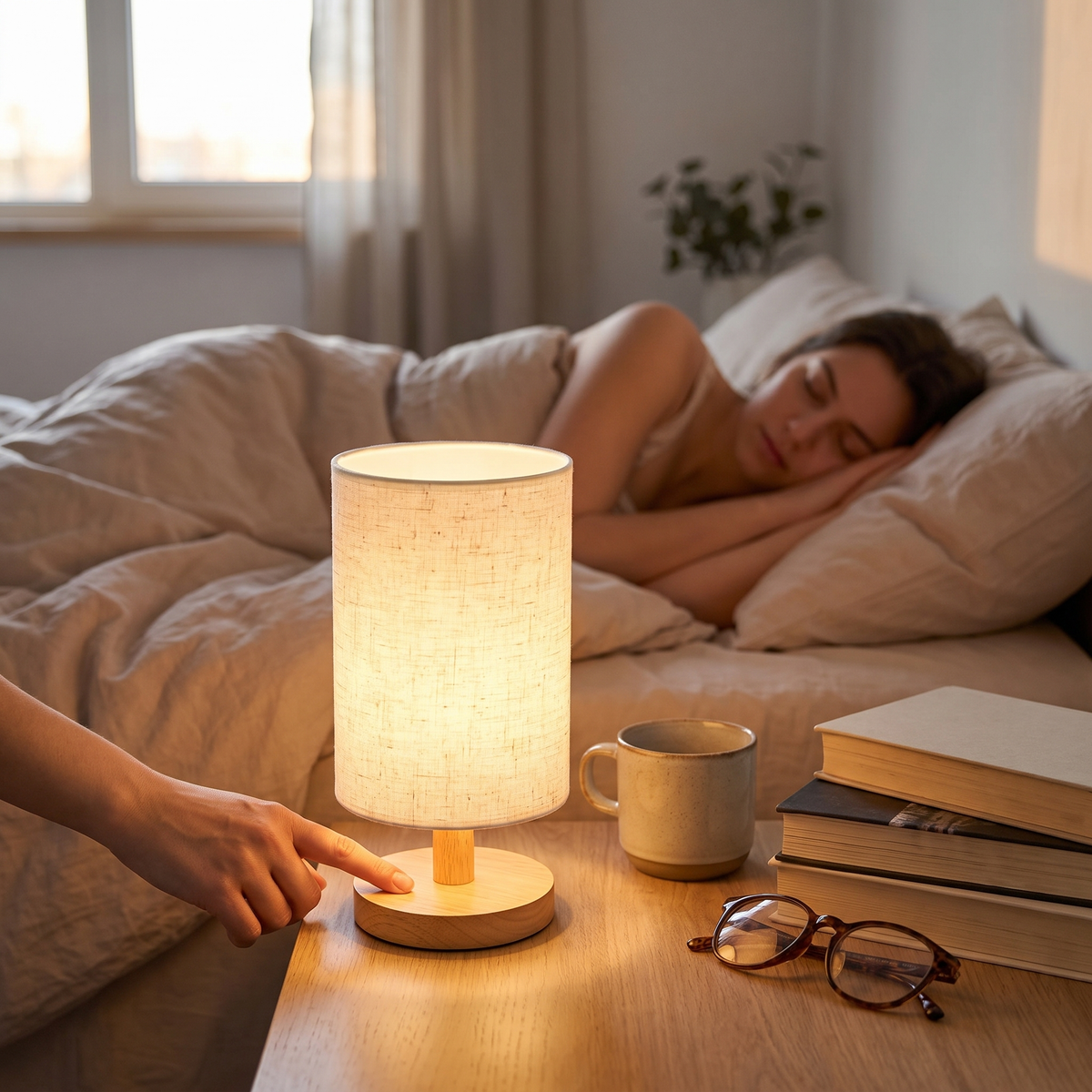 USB bedside table lamp in a lifestyle setting