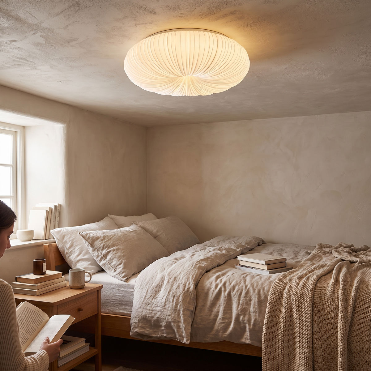 Pumpkin LED ceiling light in a lifestyle setting