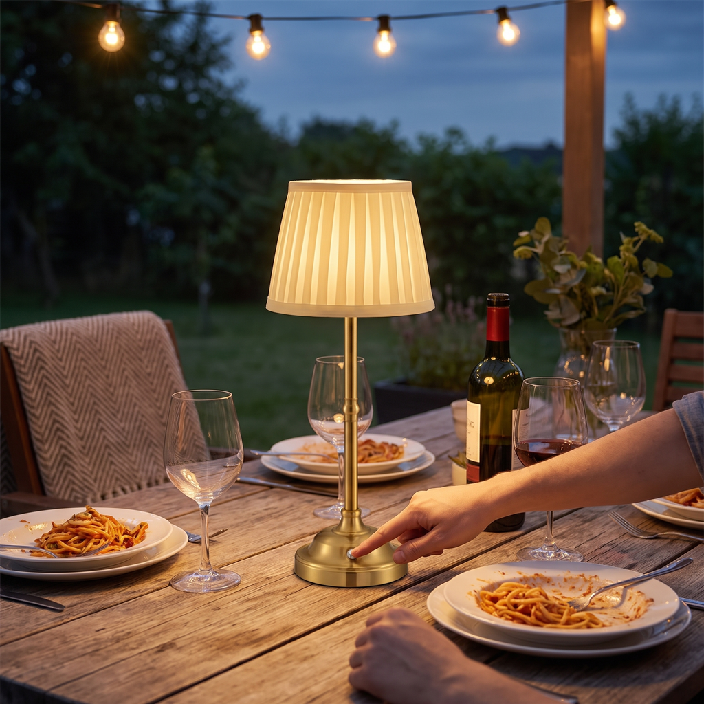 Cordless rechargeable table lamp in a lifestyle setting