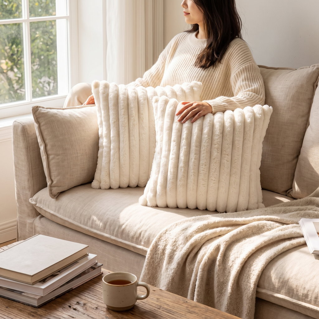 Velvet cushion cover in a lifestyle setting