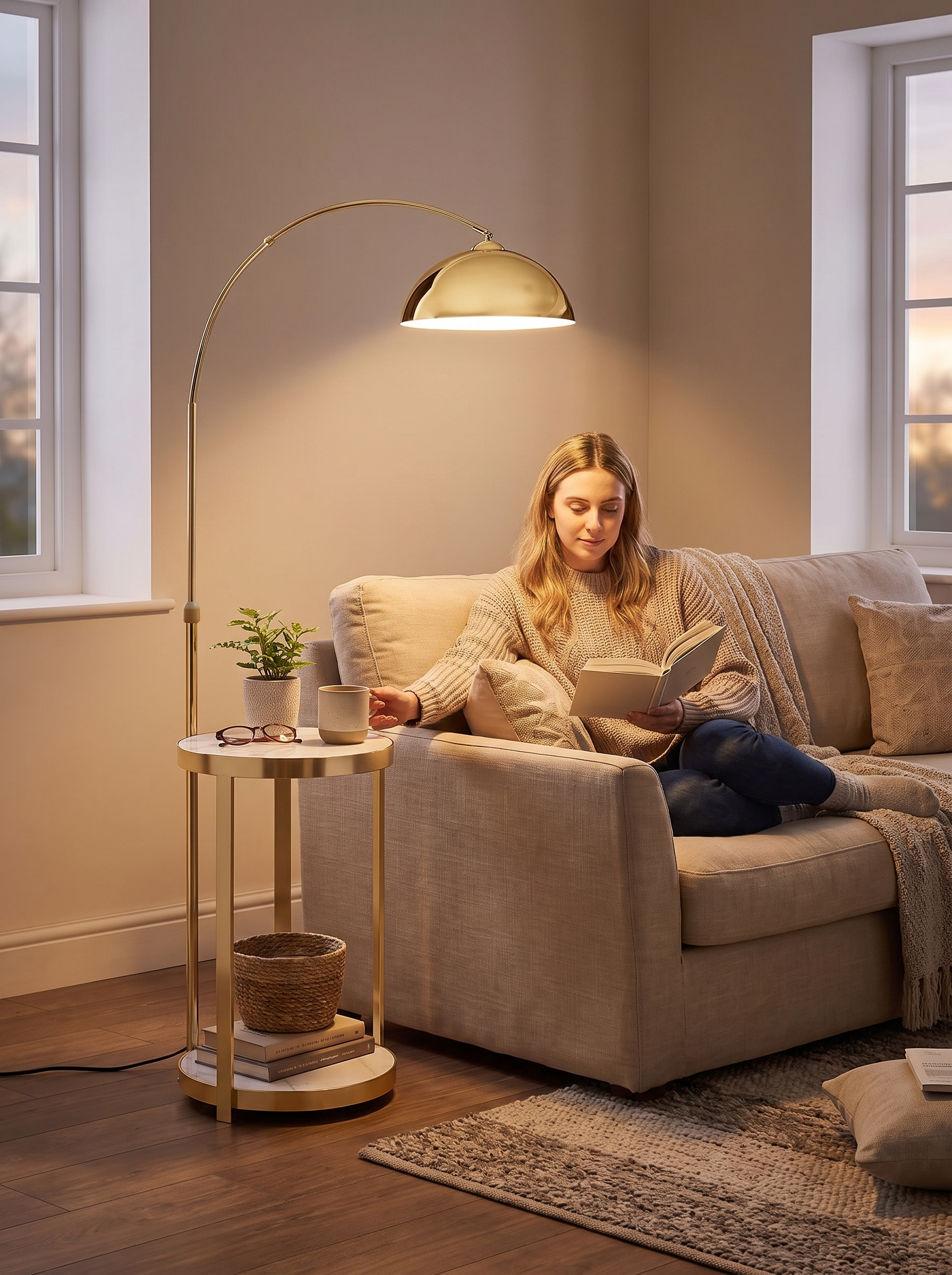 Floor lamp lighting artwork and fabrics in true colour