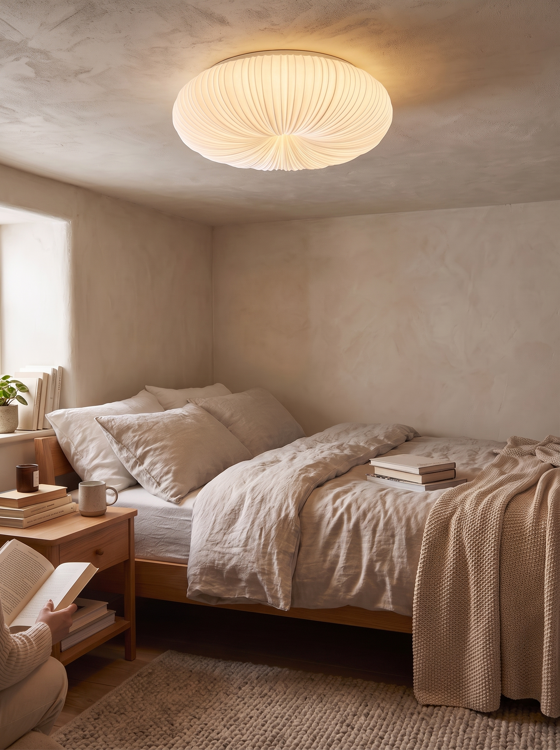 Pumpkin shaped ceiling light mounted flush to the ceiling