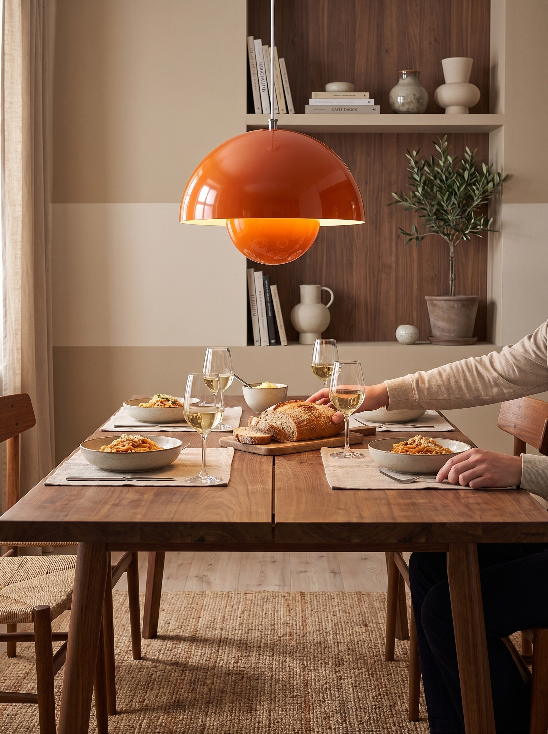 Bauhaus pendant set at the right drop over a table
