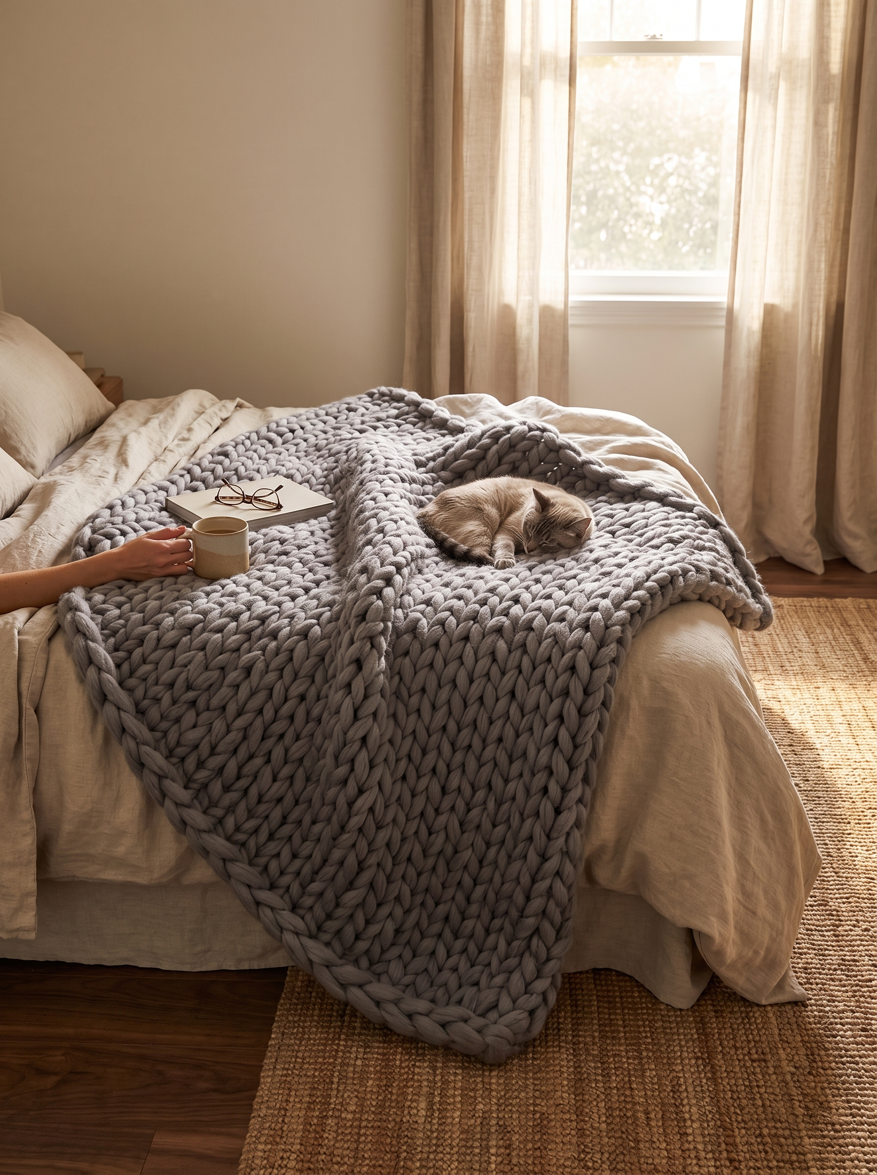 Large blanket used as a bed cover