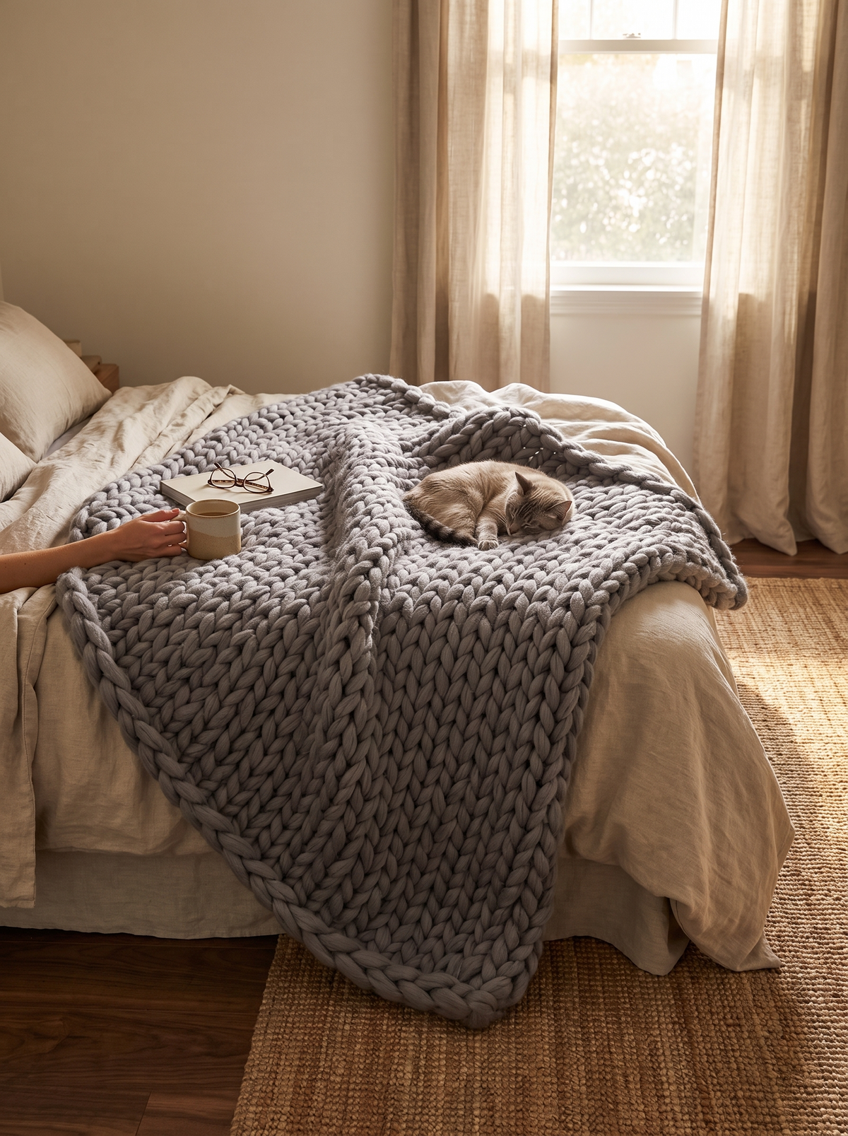 Large blanket used as a bed cover