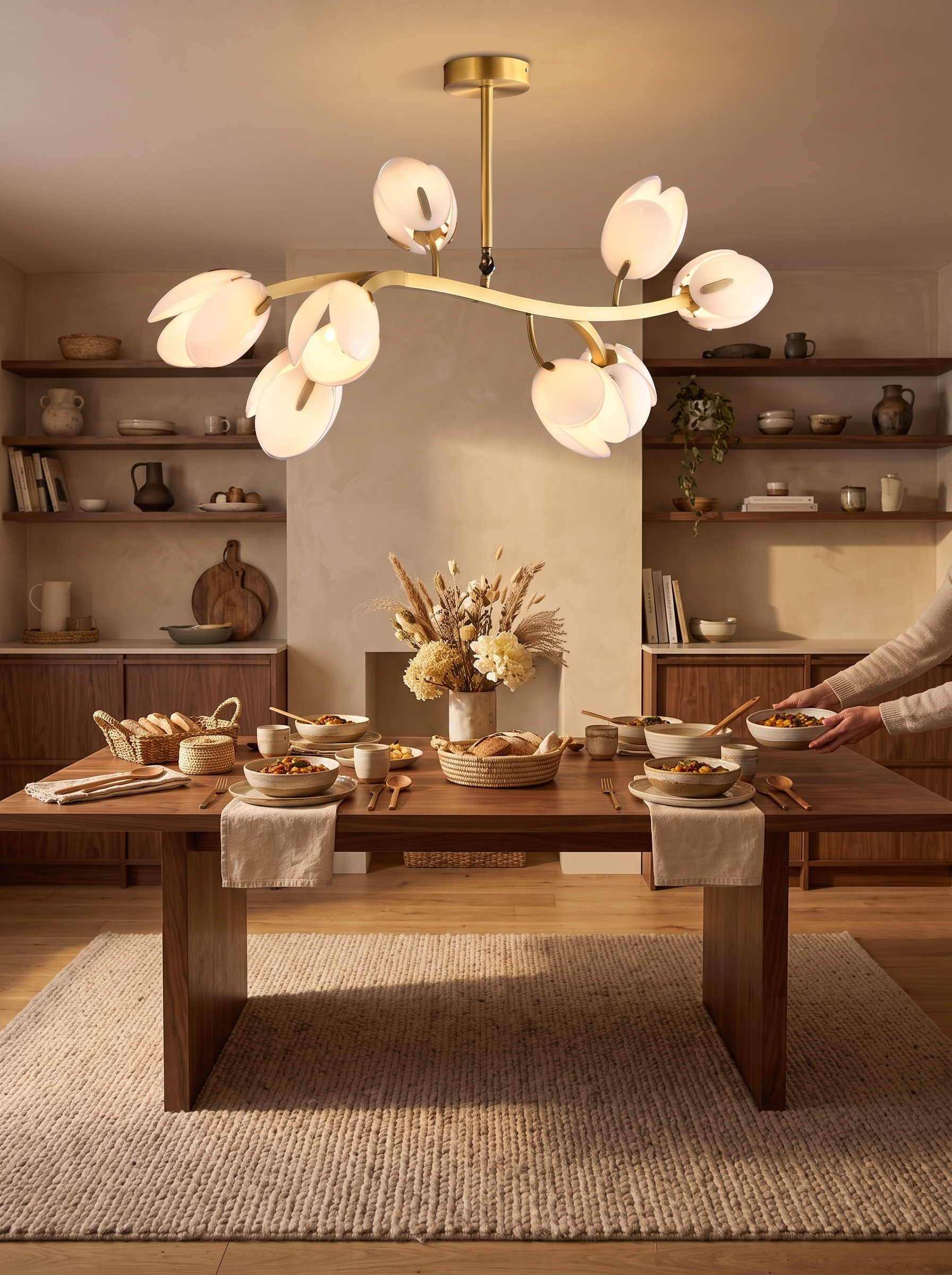 Bud shaped glass shades pointing light downward