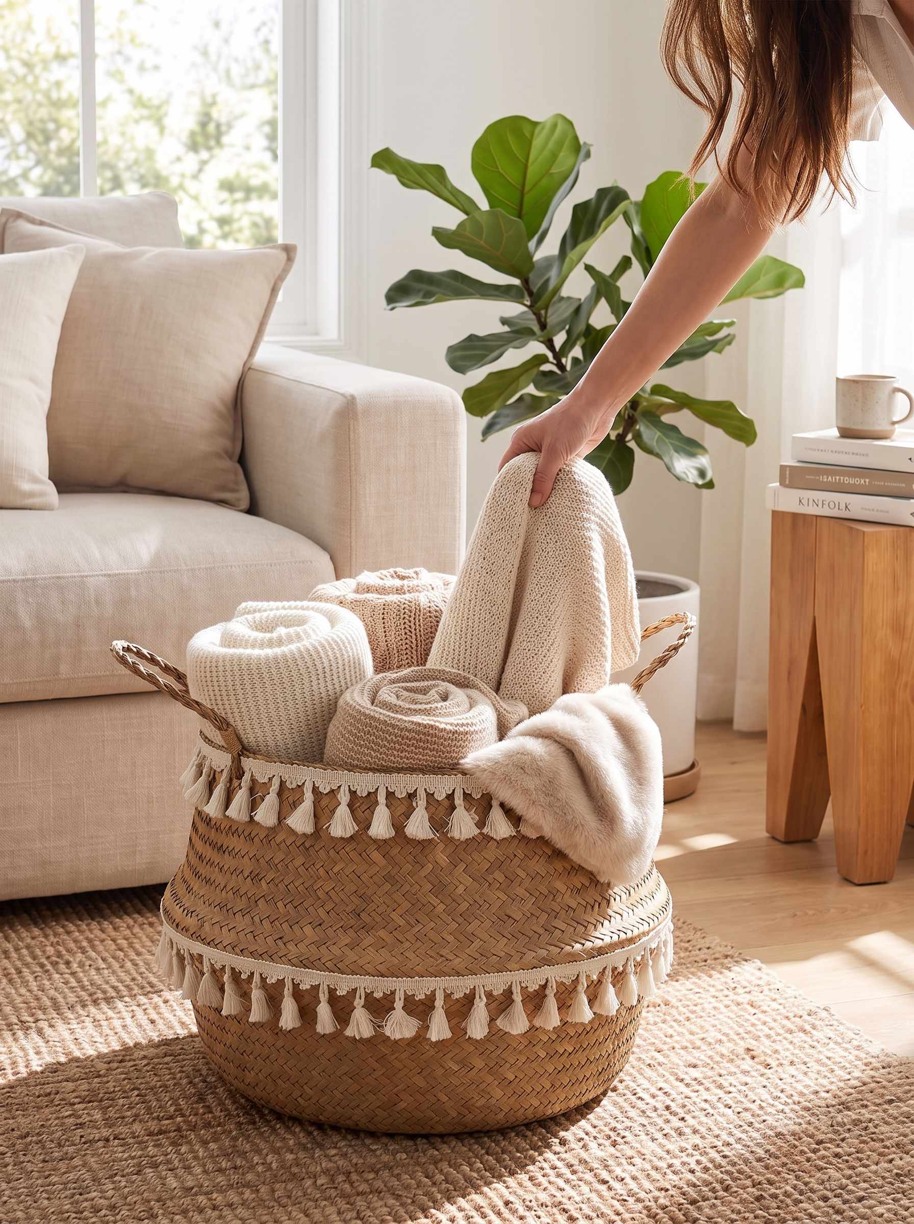 Foldable basket collapsed flat for storage